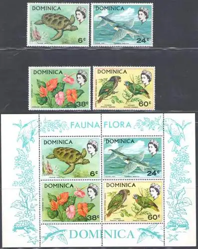 1970 DOMINICA - Yvert n. 292/95 + Bogen #3, postfrisch**