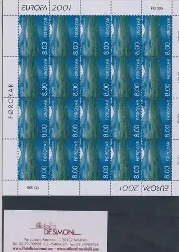 2001 EUROPA CEPT Färöer 2 Miniblätter Wasser MNH