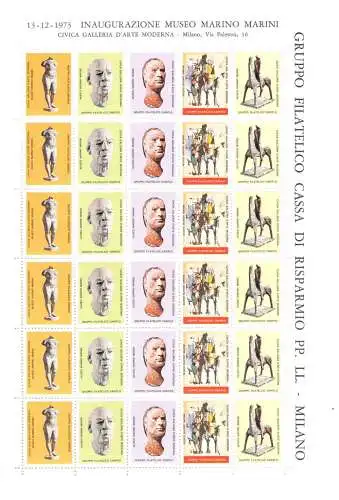 1973 Eröffnung des Marino Marini Museo, Minifoglio Nuovo ERINNOFILO MNH **