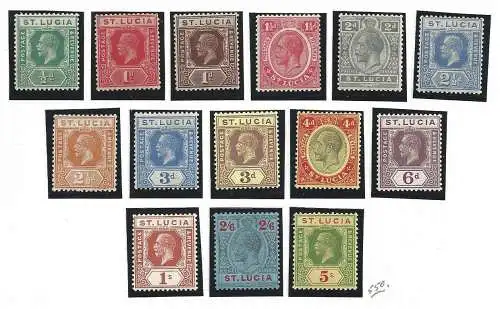 1921-30 ST. LUCIA SG 91/105 14 Werte MH/*