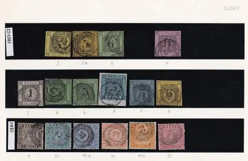 1851-65 BADEN - SAMMLUNG 32 Werte GEBRAUCHT Katalog Euro 1.730