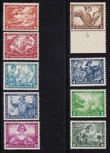 1933 Deutschland / Deutsches Reich, Nr. 470-478 Wagner 9 Werte postfrisch / **