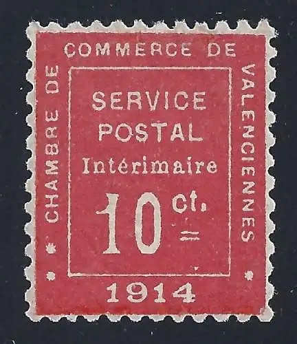 1914 FRANKREICH - KRIEG Nr. 1 10 Cent. vermiglio MNH/** Hofinger LUXUS Stempel