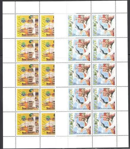 1997 EUROPA CEPT Moldawien/Moldawien 2 Miniblätter mit 10 Val MNH **