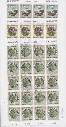 1986 EUROPA CEPT Guernsey 3 Miniblätter Natur und Umwelt postfrisch **