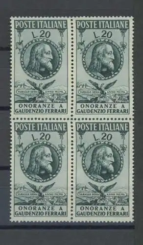 1950 REPUBLIK Briefmarken Nr. 622 Gaudenzio Ferrari 1 Val MNH ** QUARTINA