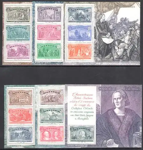 1992 Italien - Republik, 6 Zettel Christoph Kolumbus - Zettel Nr. 10/15 - postfrisch**