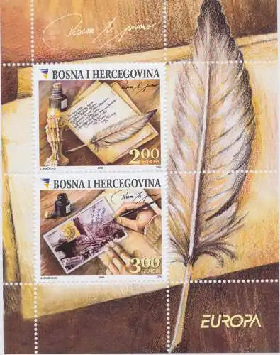 2008 EUROPA CEPT Bosnien Herzegowina Foglietto /Sheet Lettere MNH **