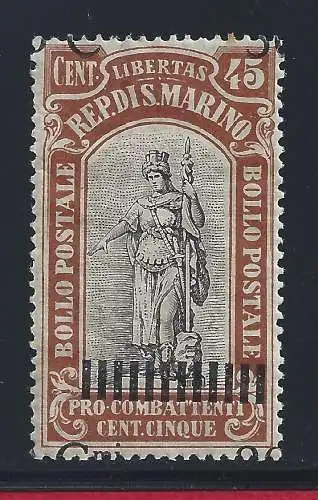 1924 SAN MARINO, Nr. 103c Pro Combattenti Aufdruck nach oben verschoben - MNH** - SORTEN - postfrisch