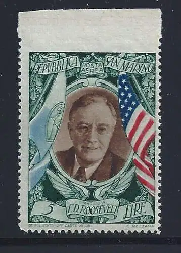 1947 SAN MARINO, PA Nr. 63d President Roosevelt MLH/*