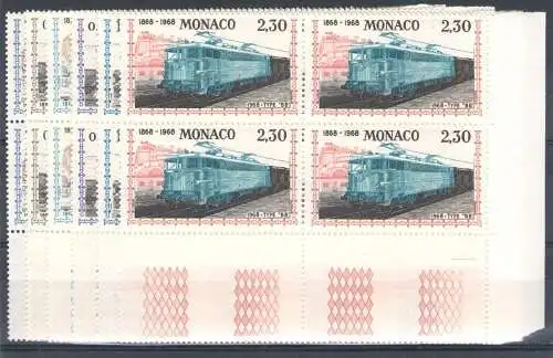 1968 Monaco Züge Nizza-Monaco Quartine 6 Val Unificato Nr. 637-51+A82 MNH/**