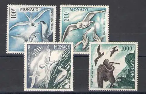 1955 MONACO, Vögel - Vögel, Luftpost 55/58 - 4 Werte - MH* - Linguellato