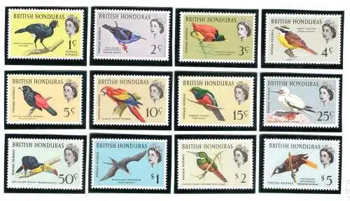 1962 BRITISH HONDURAS - Serie von 12 Werten - Stanley Gibbons Nr. 202-213 - Birds - Vögel - postfrisch **