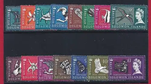 1965 BRITISH SOLOMON, SG 112/126 15 Werte MNH **