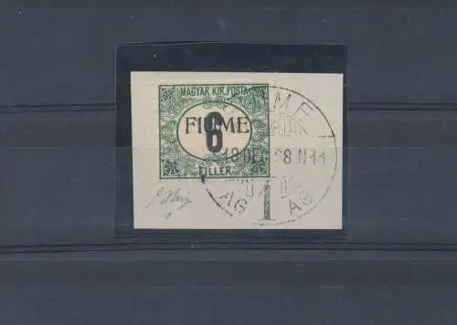 1918-19 Fluss, Steuern Nr. 1, 6 grüne und schwarze Füller, gebraucht auf Fragment, Abkürzung/Signed Olive