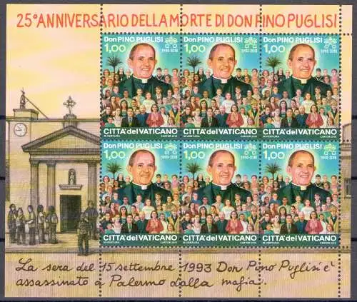 2018 Vatikan, Minifoglio Nr. 1786, Don Pino Puglisi, neu und perfekt - MNH **