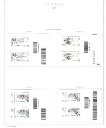 2015 Italienische Republik Barcodes kompletter Jahrgang 78 Werte + 2 Zettel (Expo + Weine) auf 18 Marineblättern