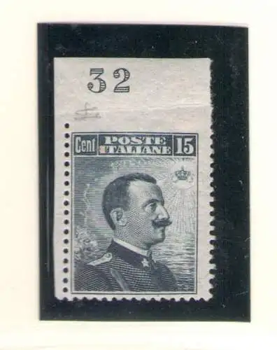 1911 Italien - Königreich, Michetti, 15 Cent grau Nr. 96f LH* Ungezähnt bei hoher Tischzahl