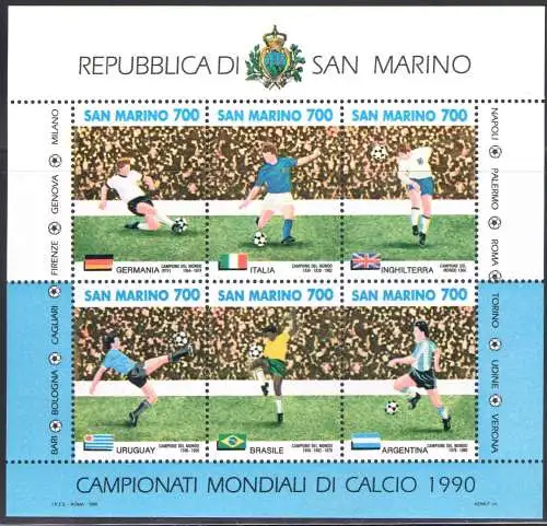 1990 San Marino Fußball-Weltmeisterschaft Italien 90 Bf 44 postfrisch **