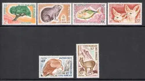 1962 COTE DES SOMALIS - Yvert Nr. 305-310 - Tiere - 5 Werte - postfrisch **