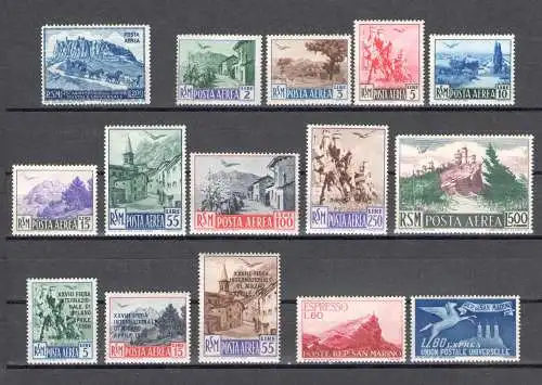 1950 San Marino, kompletter Jahrgang, postfrisch, 15 Werte - postfrisch **