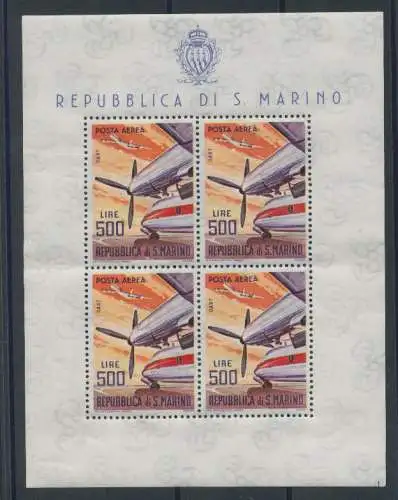 1965 San Marino kompletter Jahrgang, Briefmarken, 21 Val. + 1 Zettel (Moderne Flugzeuge Dart) postfrisch **