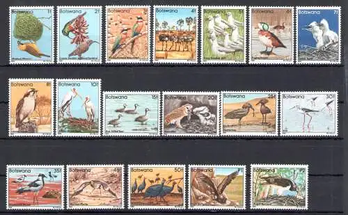 1982 BOTSWANA - Yvert n. 451/468 - Vögel - Serie mit 18 Werten - postfrisch **