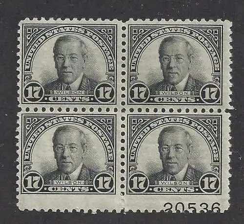 1925 USA, Nr. 433 W. Wilson 17 c. schwarz MNH** - SELTENE SORTE