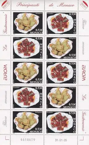 2005 EUROPA CEPT, München, 1 Kleinbogen mit 10 Werten, Gastronomie postfrisch **