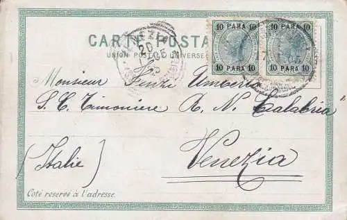 1905 ÖSTERREICHISCHER AUFSTAND, Postkarte aus Konstantinopel (Militär) nach Venedig