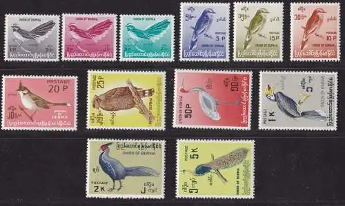 1964 Burma - Burma, Vögel - SG Nr. 174/185 Serie mit 12 Werten - postfrisch**