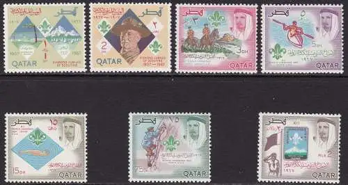 1967 KATAR, SG # 215/221 Serie mit 7 Werten, postfrisch**