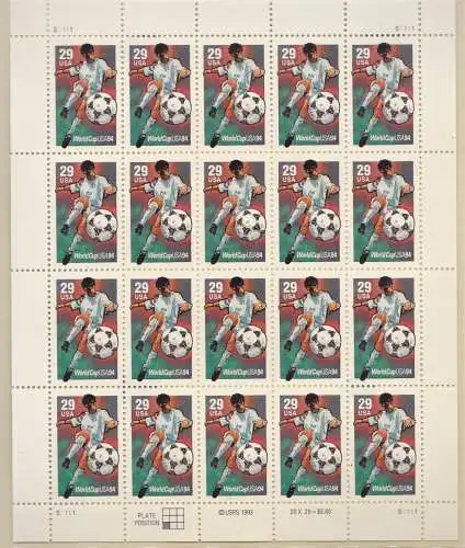 1994 USA, Nr. 2569/2571 'USA 94' die Serie in Blättern mit 20 Werten postfrisch**