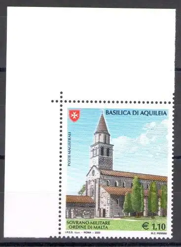 2020 SMOM - Basilica di Aquileia - Angolo di Foglio, MNH **