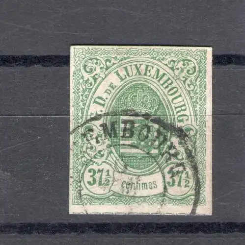 1859 - 63 LUXEMBURG - Nr. 10 - 37 1/2c. grün GEBRAUCHT Abkürzung Alberto Diena