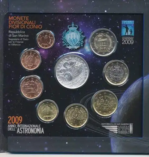 2009 San Marino, Divisionsmünzen FDC Internationales Jahr Astronomie