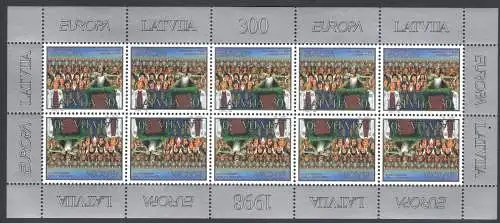 1998 EUROPA CEPT Lettland 1 Kleinbogen mit 10 Werten postfrisch **