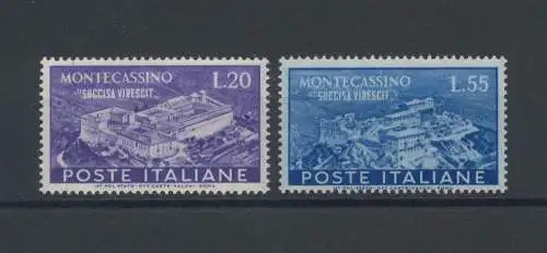 1951 Italien - Republik, Abtei von Montecassino, 2 Werte, Nr. 664/65, postfrisch**