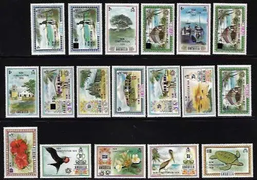 1976 Anguilla - Neue Verfassung Yvert Nr. 204/19, 18 Werte, postfrisch**