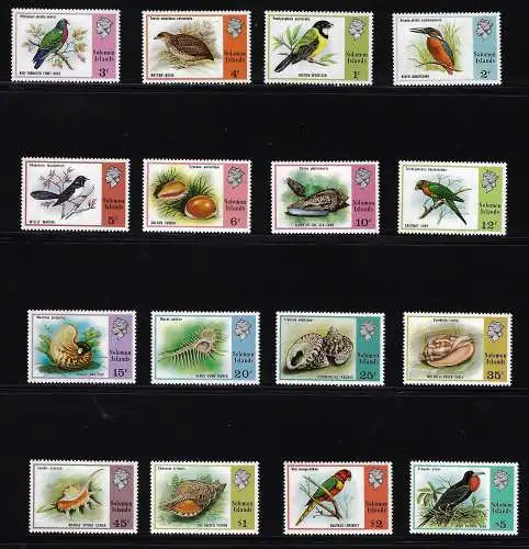 1976 Britische Salomonen, Vögel, Yvert n. 297/11+324, postfrisch**