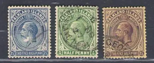 1921-28 FALKLAND ISLANDS - Stanley Gibbons Nr. 73-77, gebraucht