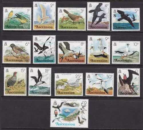 1976 ASCENSION - Yvert n. 197/212 - Vögel - Serie mit 16 Werten - postfrisch **