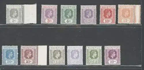 1938-49 MAURITIUS, Stanley Gibbons Nr. 252/63a - Komplette Serie - postfrisch**