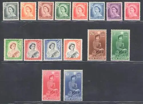 1953-59 NEW ZEALAND - SG # 723/736, Elizabeth II zu Pferd, 16 Werte - postfrisch **