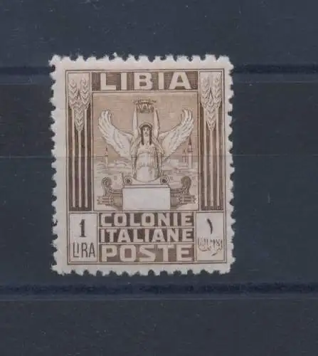 1926-30 Libyen, Serie Malerei gezähnt 11 linear, 1 Lira Bruno Nr. 65, postfrisch **