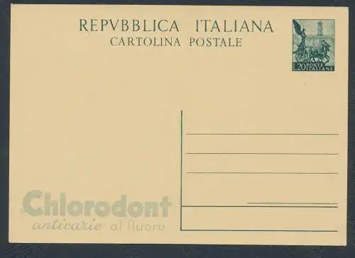 1951 Republik - C 143 - R9/2 - Quadriga, Postkarte, L 20 dunkelgrün, Chlorodont - Neu