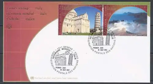 2002 UNO Genf UNESCO Welterbe Italien Gemeinsame Ausgabe Nr. 2682/2683 - Offizieller Umschlag, UN Genf