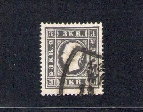 1858 Österreich, Abbild Kaiser Franz Joseph I., Nr. 7 - 3 schwarze Kreuzer, gebraucht