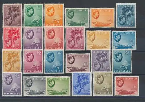 1938-49 Seychellen - SG Nr. 135-149, Georg VI., 25 Werte, postfrisch**