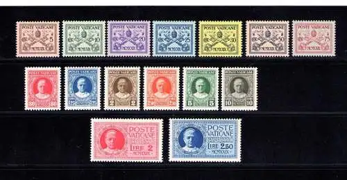 1929 Vatikan, Serie Conciliazione, 15 Werte, Nr. 1/13 + Espressi 1/2 - MNH **